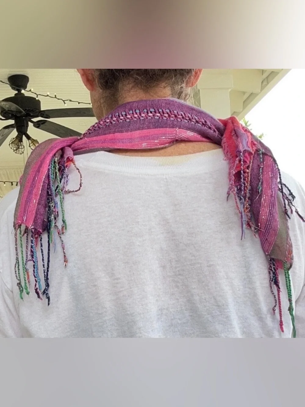 Boho Woven Fringe Scarf | Purple, Pink Artisan Wrap| Soft Lightweight